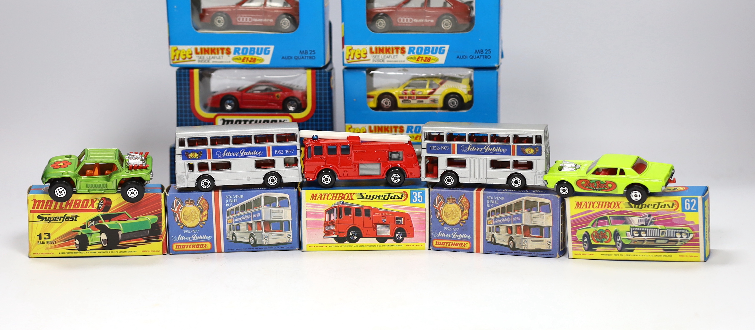 Eighteen boxed Matchbox Series and Matchbox Superfast 1-75 diecast vehicles